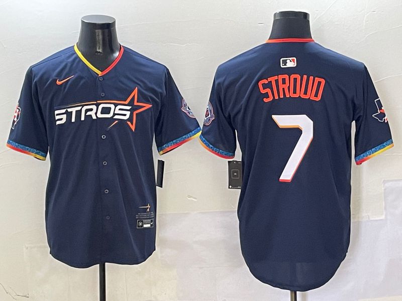 Men Houston Astros #7 Stroud Drak Blue Fourth generation Joint Name Nike 2025 MLB Jersey style 1